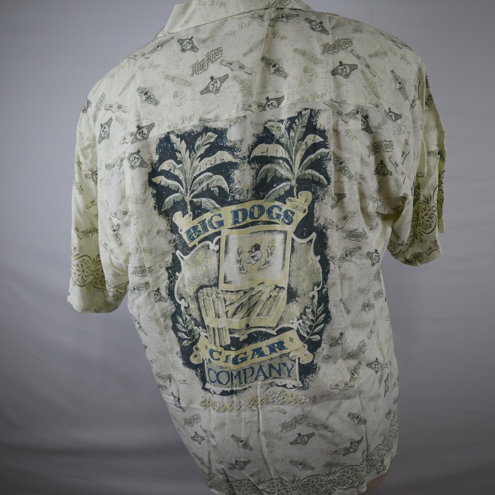 Big Dogs Shirt Mens Medium Cigar Company Hawaiian Casual Button Up Short Sleeve